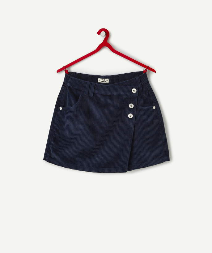 Shorts - Skirt Tao Categories - DARK BLUE CORDUROY SKORTS FOR GIRLS