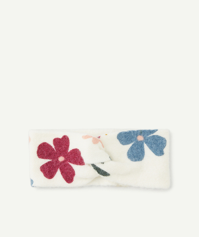 Accessories Nouvelle Arbo   C - GIRLS' KNITTED HEADBAND IN ECRU WITH FLORAL PRINT