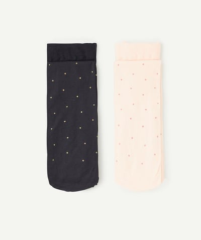 Accessories Nouvelle Arbo   C - SET OF TWO GIRLS' BLACK AND PINK POLKA DOT VOILE TIGHTS