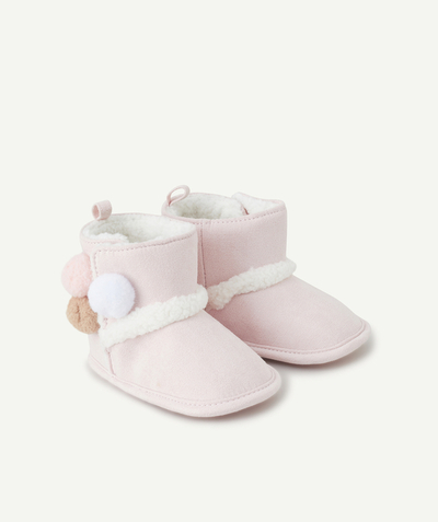 Shoes, booties Nouvelle Arbo   C - BABY GIRLS' PINK SLIPPERS WITH POMPOMS