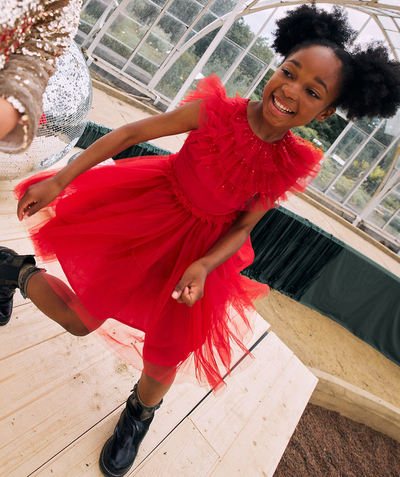 Dress Tao Categories - 2023 GIRL'S DESIGNER DRESS IN RED TULLE AND SEQUINS
