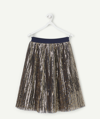 Private sales Tao Categories - LONG PLEATED SKIRT WITH GOLD SEQUINS AND BLUE DETAILS