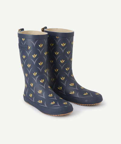 Boots Nouvelle Arbo   C - GIRLS' DARK BLUE WELLIES WITH TULIP PATTERN