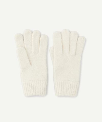 Accessories Nouvelle Arbo   C - GIRLS' CREAM GLOVES KNITTED IN RECYCLED FIBRES