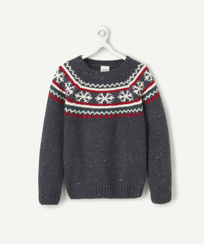 Private sales Tao Categories - BOY'S CHRISTMAS SWEATER IN NAVY BLUE SPECKLED JACQUARD KNIT