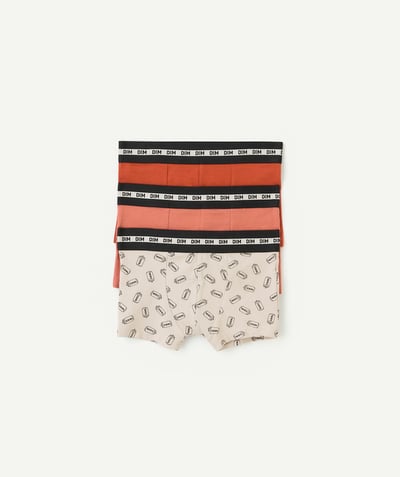 DIM ® Tao Categories - set of 3 grey, orange and red boys' boxer shorts with print