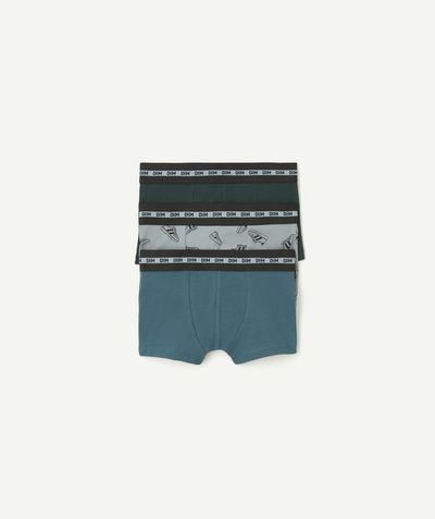 Underwear Tao Categories - set of 3 blue and green boys' boxer shorts with sneaker print