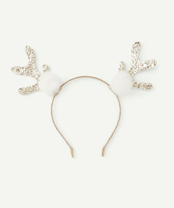 Party outfits Tao Categories - GIRL'S HEADBAND WITH GLITTERING DEER MOTIF AND POMPONS