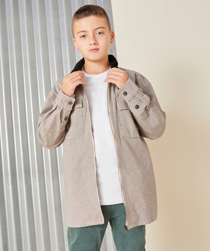 Outlet Tao Categories - BOYS' LONG-SLEEVED JACKET WITH A HOUNDSTOOTH CHECK PRINT AND BLACK VELVET COLLAR