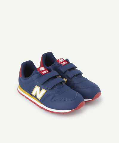 Schoenen, slofjes Nouvelle Arbo   C - BOYS' NAVY BLUE, RED AND YELLOW 500 TRAINERS WITH HOOK AND LOOP FASTENERS