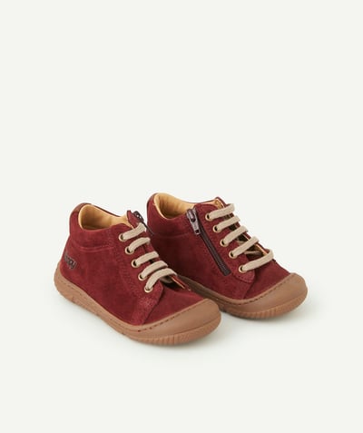 New collection Nouvelle Arbo   C - BABY BOYS' BURGUNDY CORDUROY LACE-UP BOOTIES