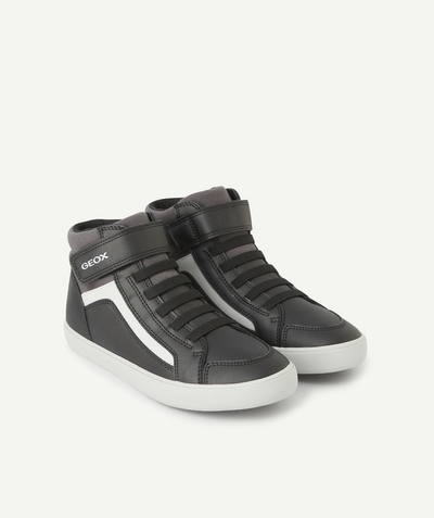GEOX ® Nouvelle Arbo   C - GISLI BLACK AND DARK GREY HIGH-TOP TRAINERS