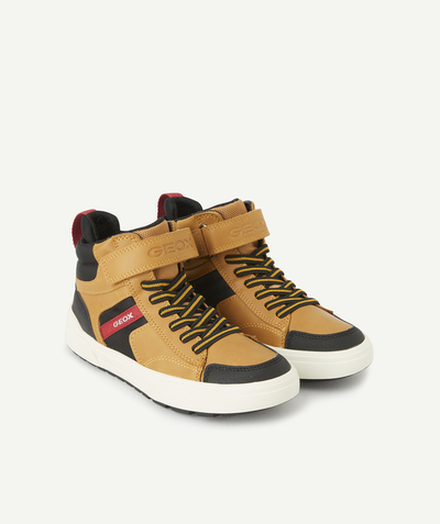 GEOX ® Tao Categories - BOYS' WEEMBLE TAN YELLOW AND BLACK HIGH-TOP TRAINERS