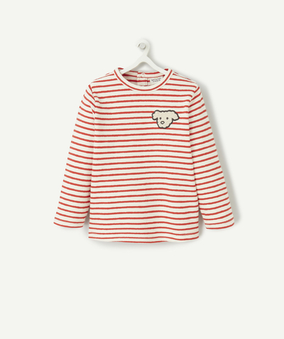 Baby boy Nouvelle Arbo   C - BABY BOYS RED STRIPED ORGANIC COTTON T-SHIRT WITH A SHEEP DESIGN