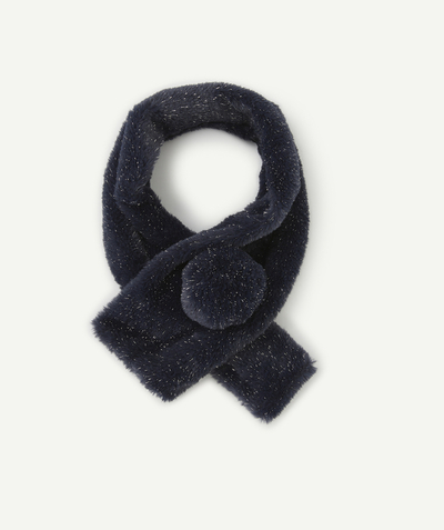Christmas store Tao Categories - GIRL'S SCARF IN NAVY BLUE SEQUINED IMITATION FUR