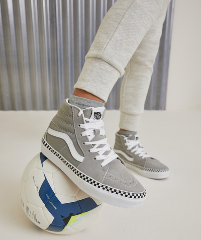 Boy Nouvelle Arbo   C - UY SK8-HI GREY AND CHECKERBOARD HIGH-TOP TRAINERS