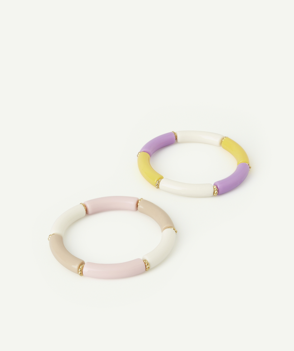 Lot de 2 bracelets fille avec perles colorées - TU