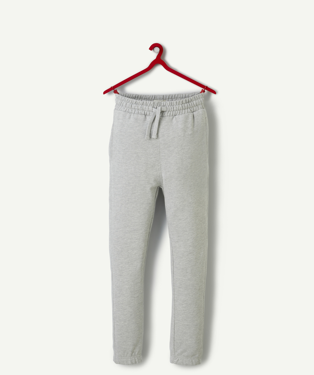 Jogging garçon en coton biologique gris chiné - S
