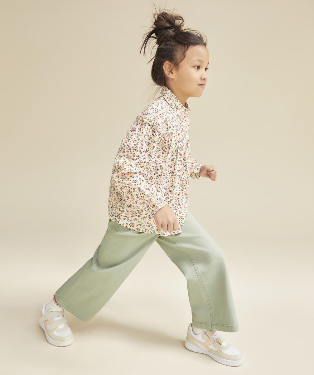 Pantalon large fille en fibres recyclées vert pâle - 6 A