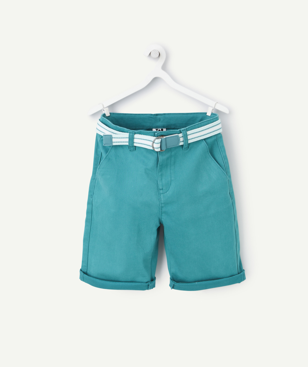 Bermuda garçon bleu canard avec ceinture bleu manthe - 8 A
