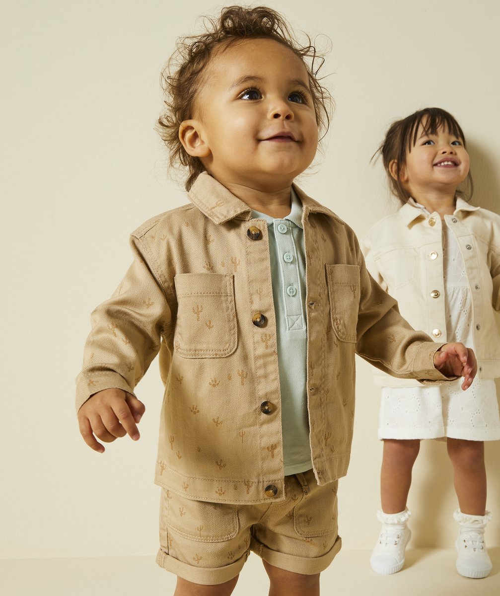 Chemise bébé garçon en viscose responsable marron et cactus - 6 M