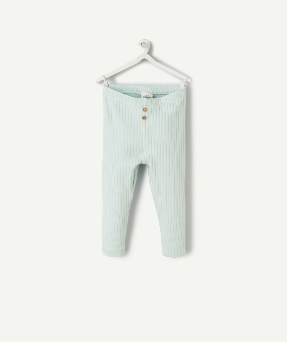 Legging bébé garçon en coton bio côtelé vert clair - 1 M