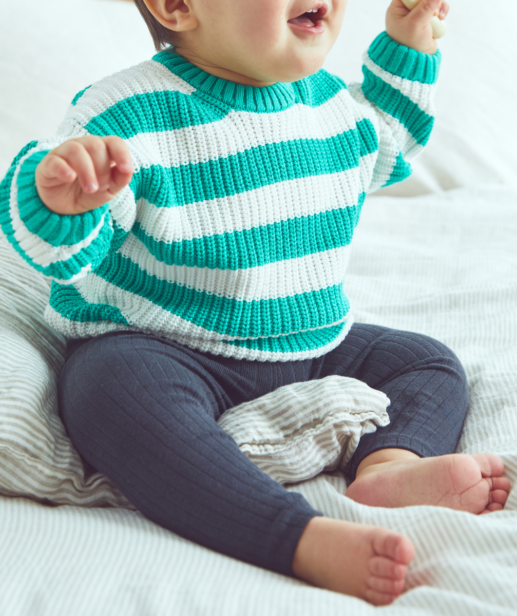 Legging côtelé bébé garçon en coton biologique gris foncé - 9 M