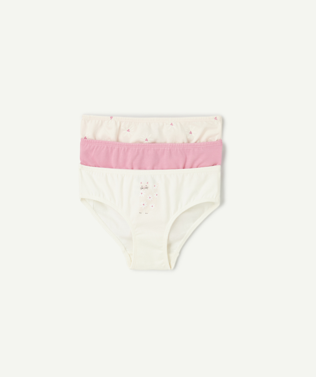 Lot de 3 culottes fille en coton bion rose et blanc - 14 A
