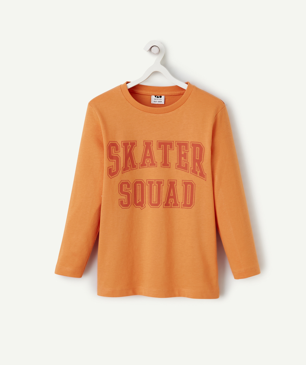 T-shirt manches longues garçon 100% coton orange thème skate - 8 A
