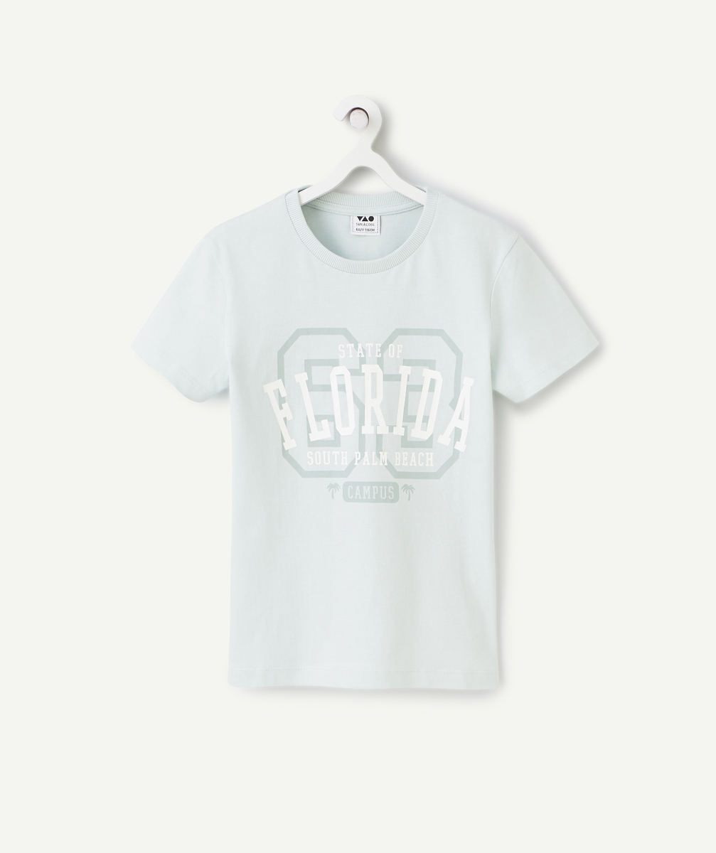T-shirt manches courtes garçon en coton bio bleu thème floride - 6 A
