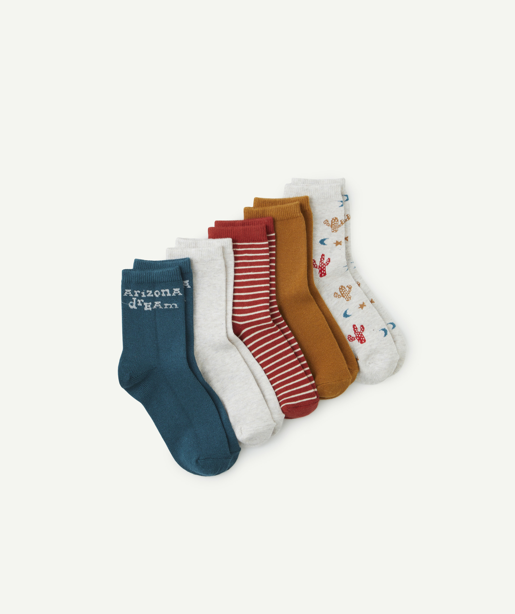 Lot de 5 chaussettes hautes garçon thème arizona avec cactus - 27-30