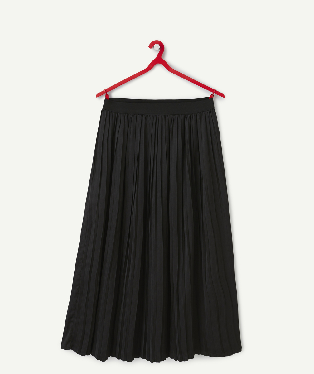 jupe longue fille plissée noire - s