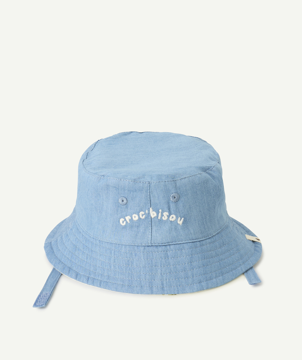 Bob réversible bébé garçon en coton effet denim et imprimé crocodiles - 9-12 M