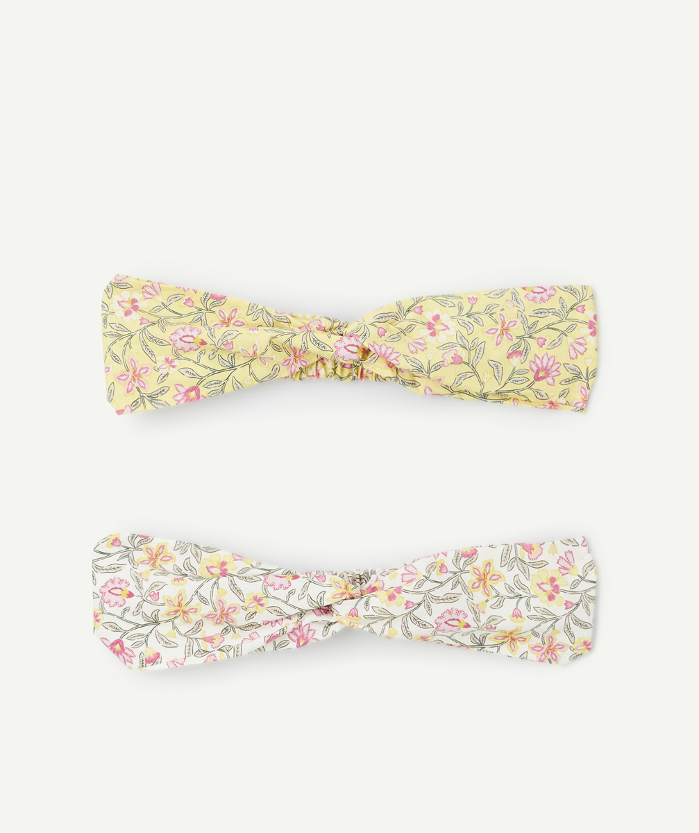 Lot de 2 bandeaux fille blanc et jaune avec imprimé à fleurs - 2-6 A