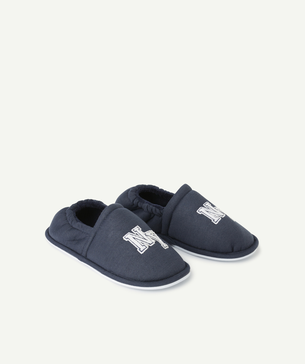 Chaussons garçon bleu marine avec message new york brodé - 34-35