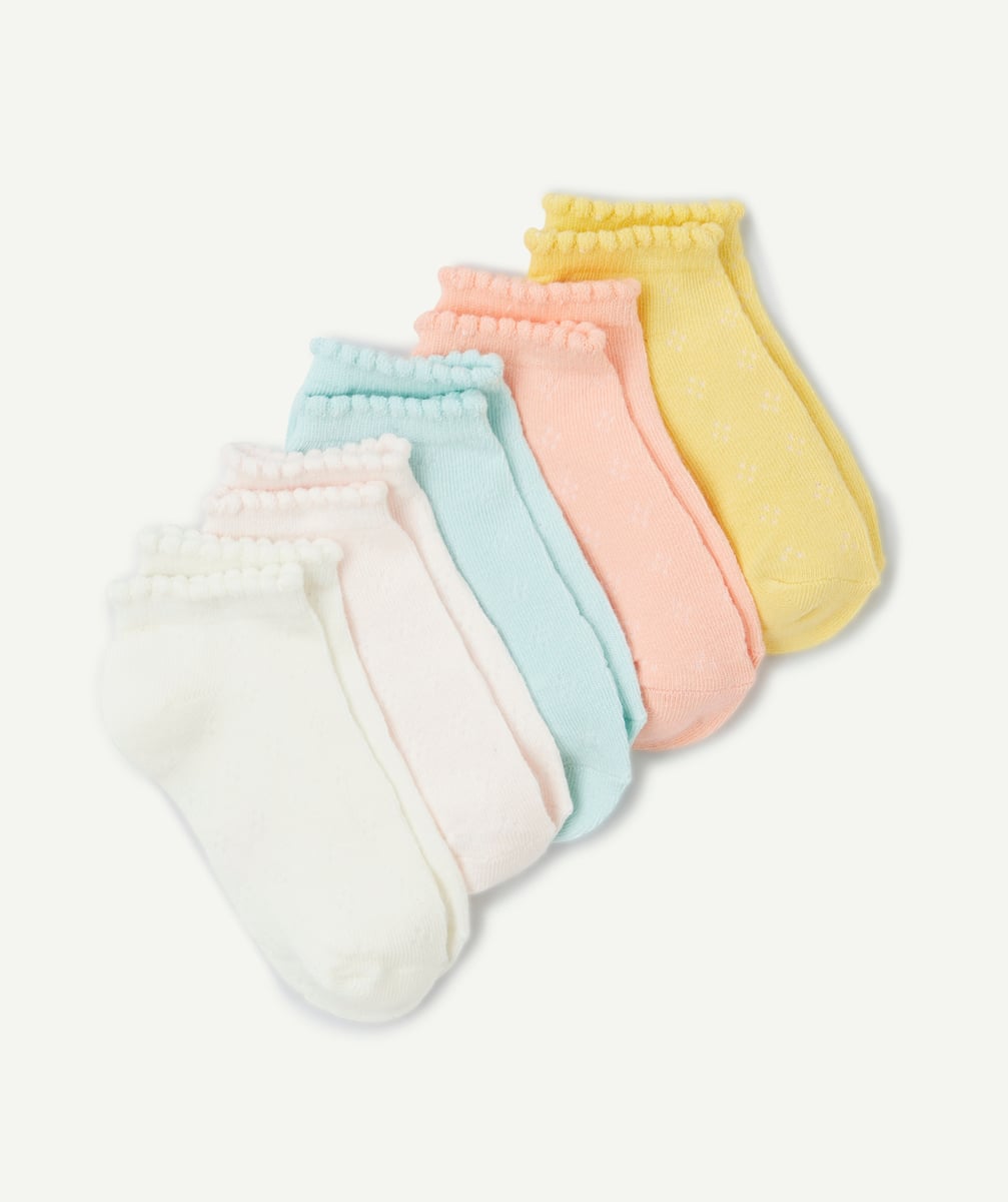 Lot de 5 paires de socquettes fille colorées avec festons - 31-34