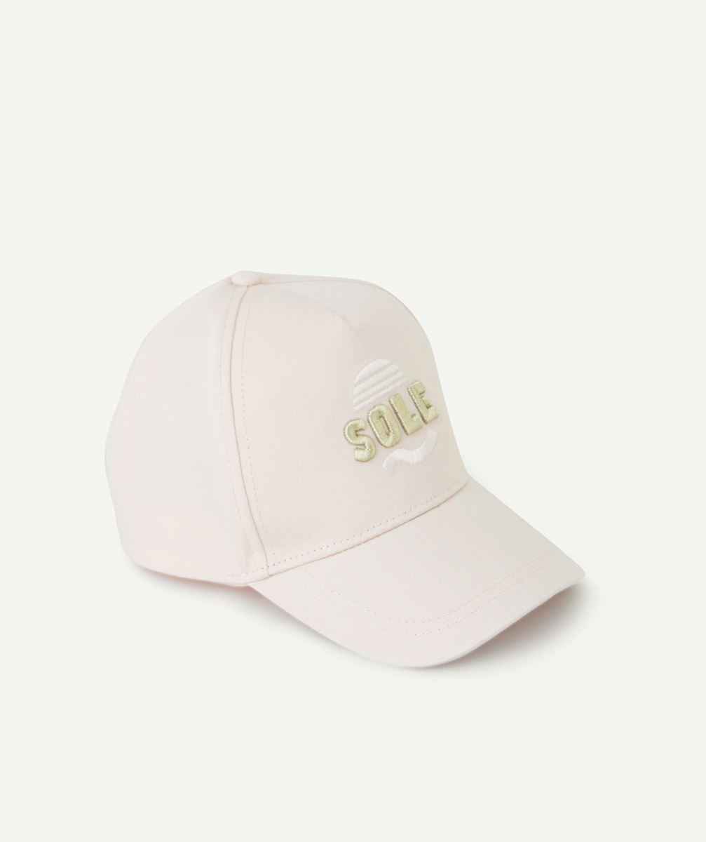Casquette fille en coton rose pâle avec message brodé sole - 8-10 A
