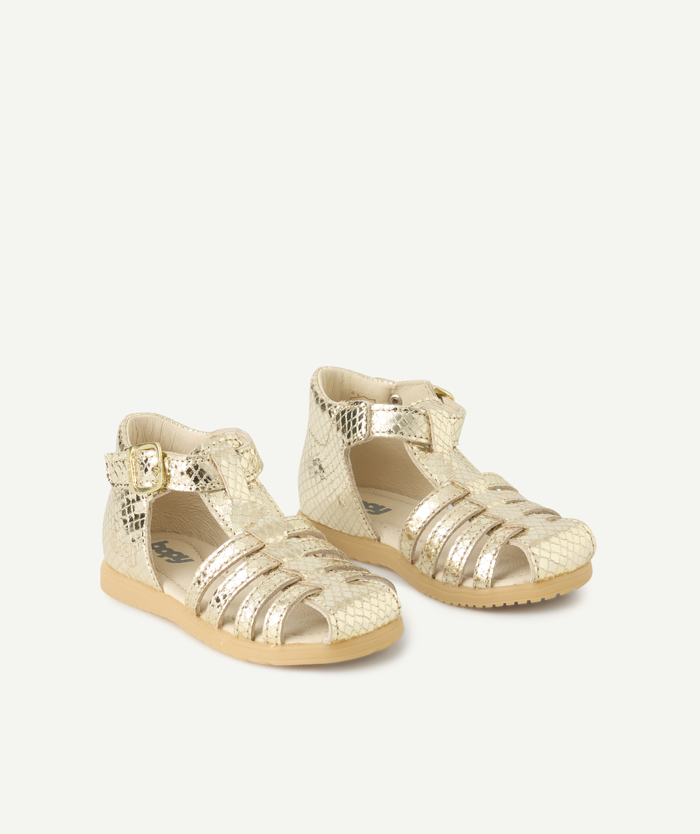 sandales bébé fille en cuir couleur dorée - 22