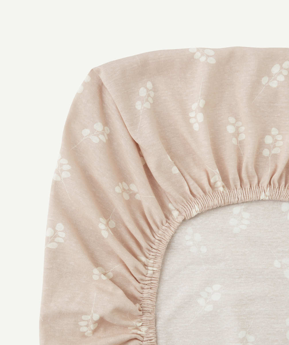 Drap housse en coton imprimé rose sauvage - 90X50