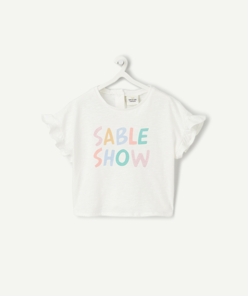 T-shirt manches courtes en coton bio blanc avec message - 9 M