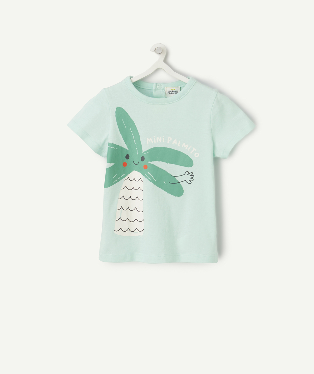T-shirt bébé garçon en coton bio vert avec palmier et message - 3 M