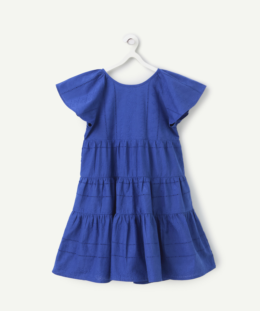 Robe manches courtes fille brodée bleue - 5 A