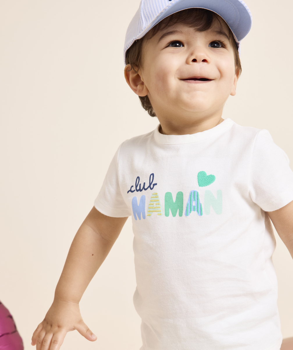 T-shirt bébé garçon en coton bio message club maman - 18 M