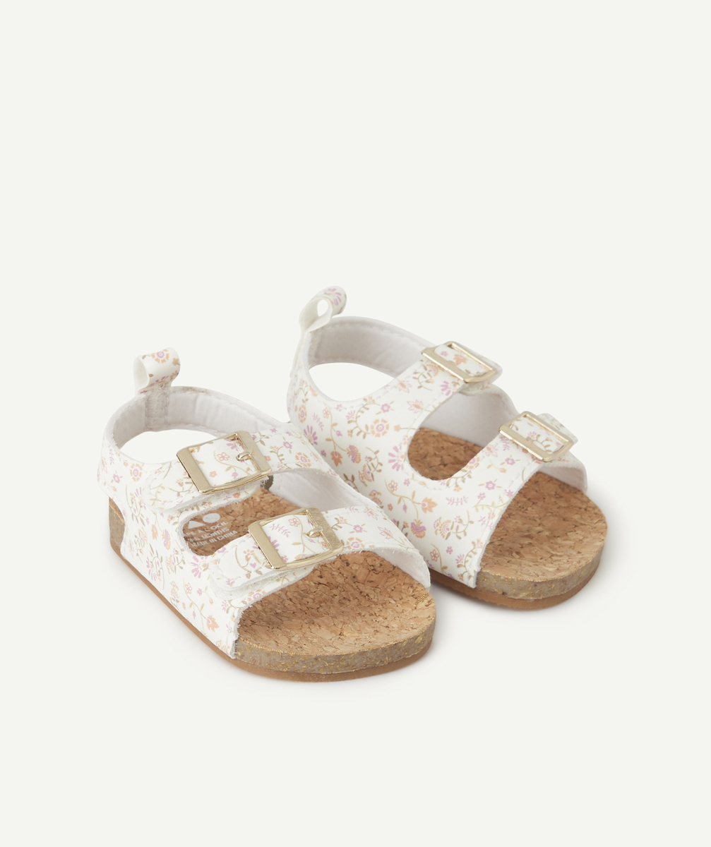 sandales bébé fille à scratch blanches imprimé à fleurs - 3-6 m