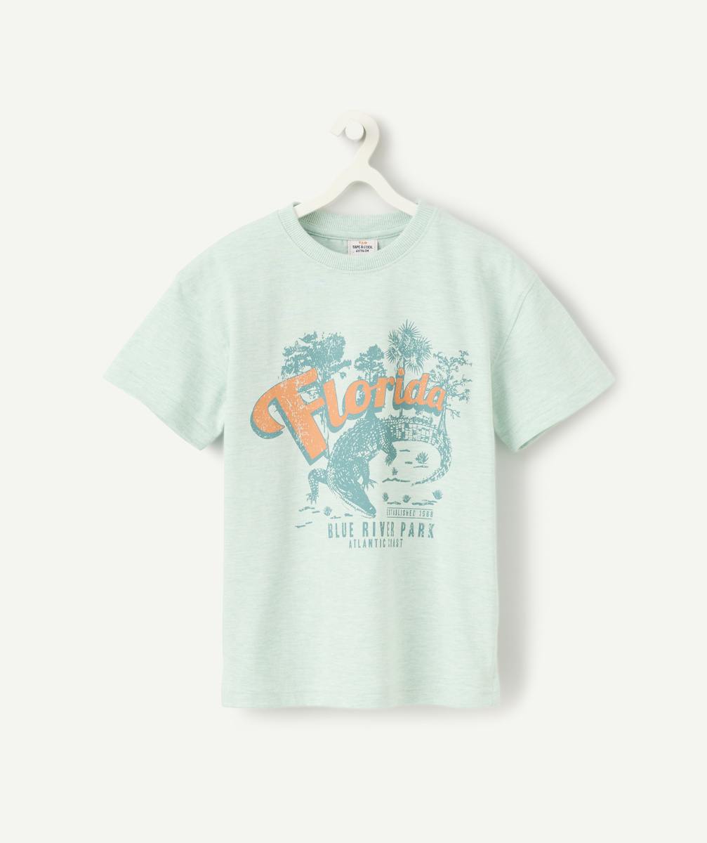 T-shirt manches courtes garçon vert pastel motif alligator et floride - 12 A