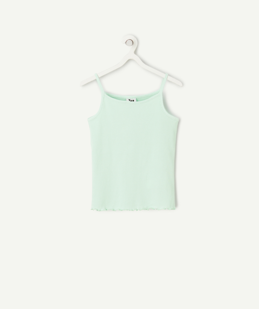 T-shirt sans manches fille en coton bio vert pastel - 8 A