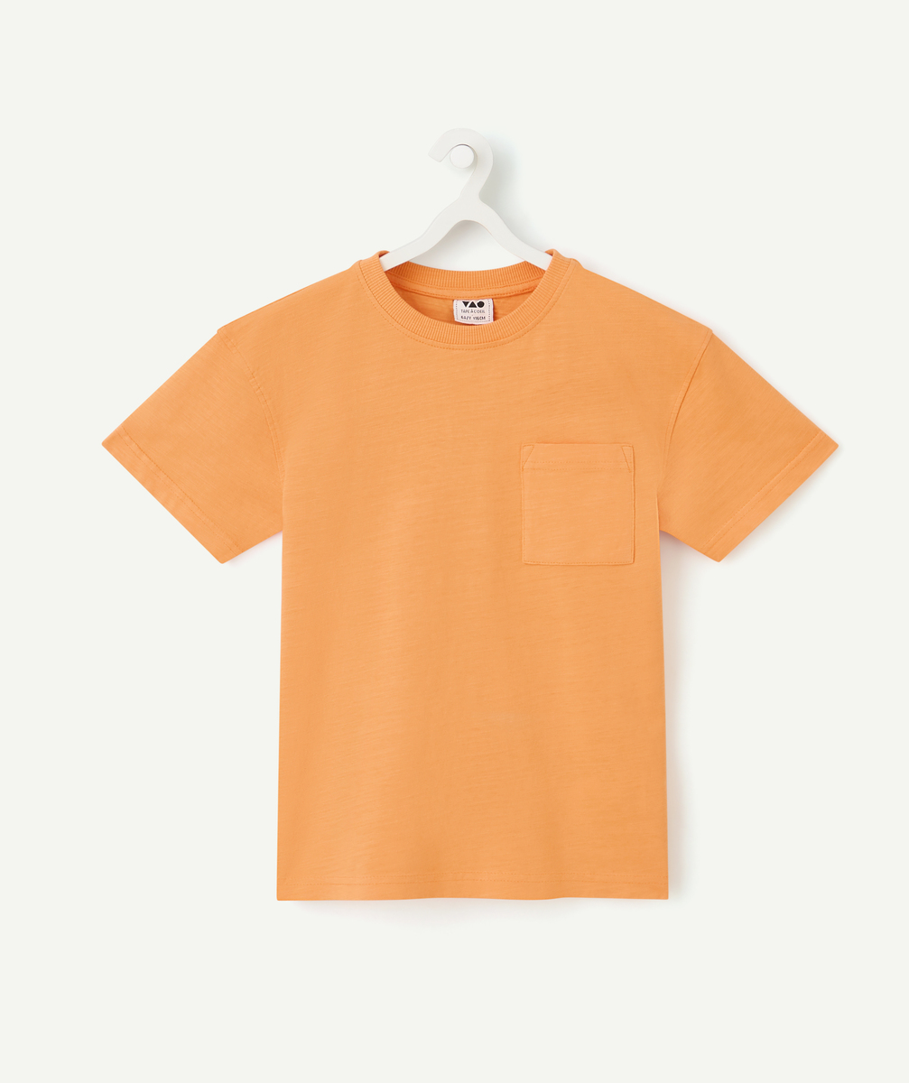 T-shirt manches courtes garçon en coton bio orange - 6 A