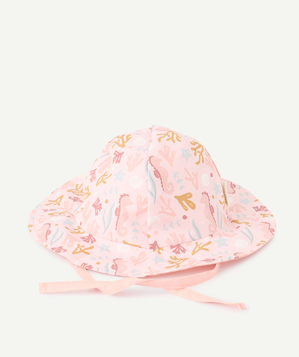 chapeau réversible bébé fille rose et imprimé à fleurs - 3-12m