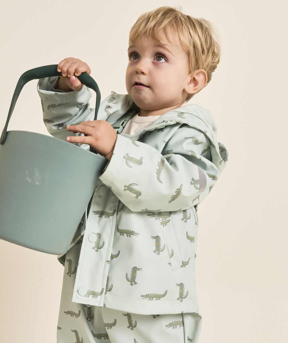 Ciré bébé garçon en fibres recyclées vert et imprimé croco imperméable - 24-36M