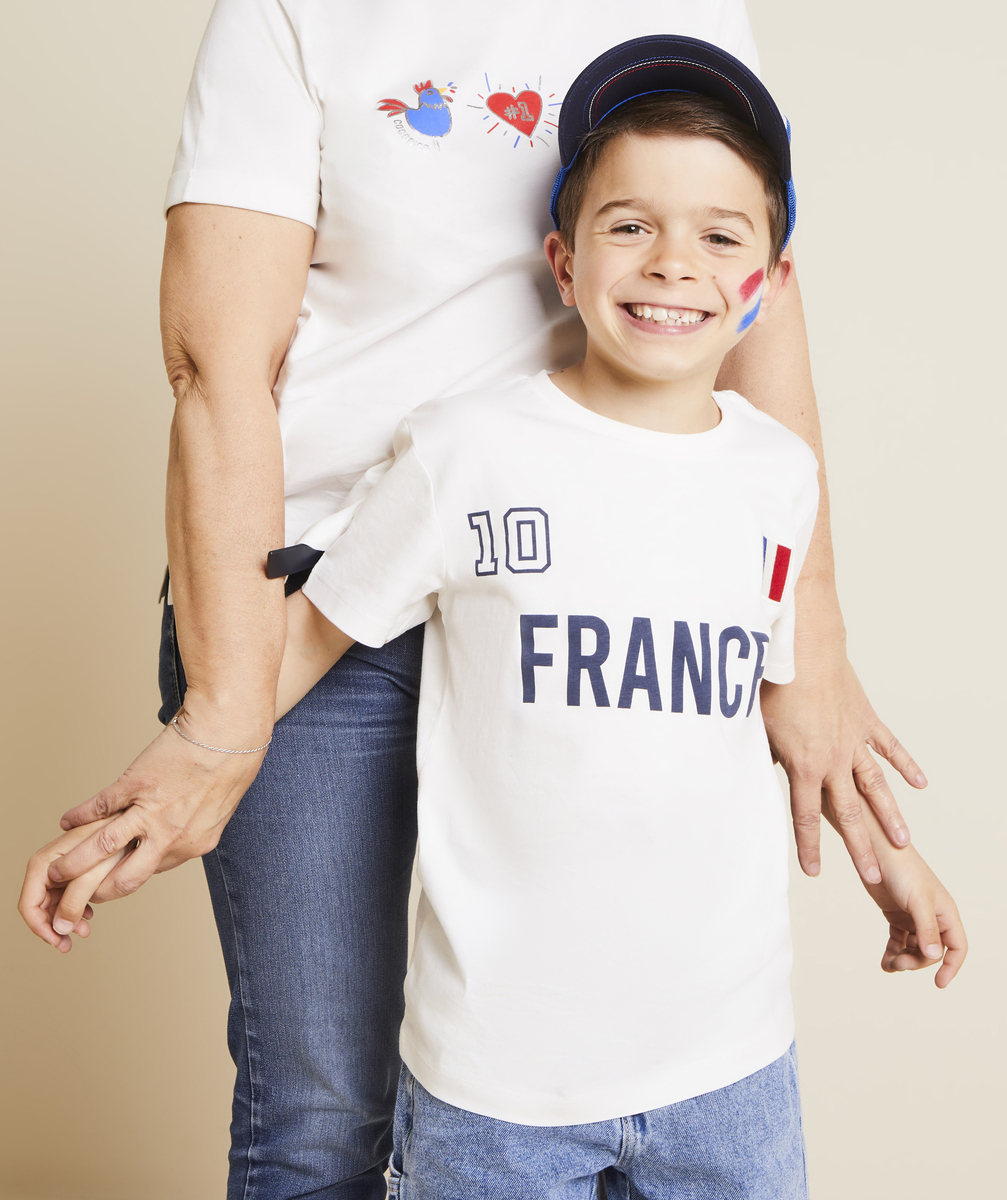T-shirt blanc garçon en coton bio thème foot - 6 A